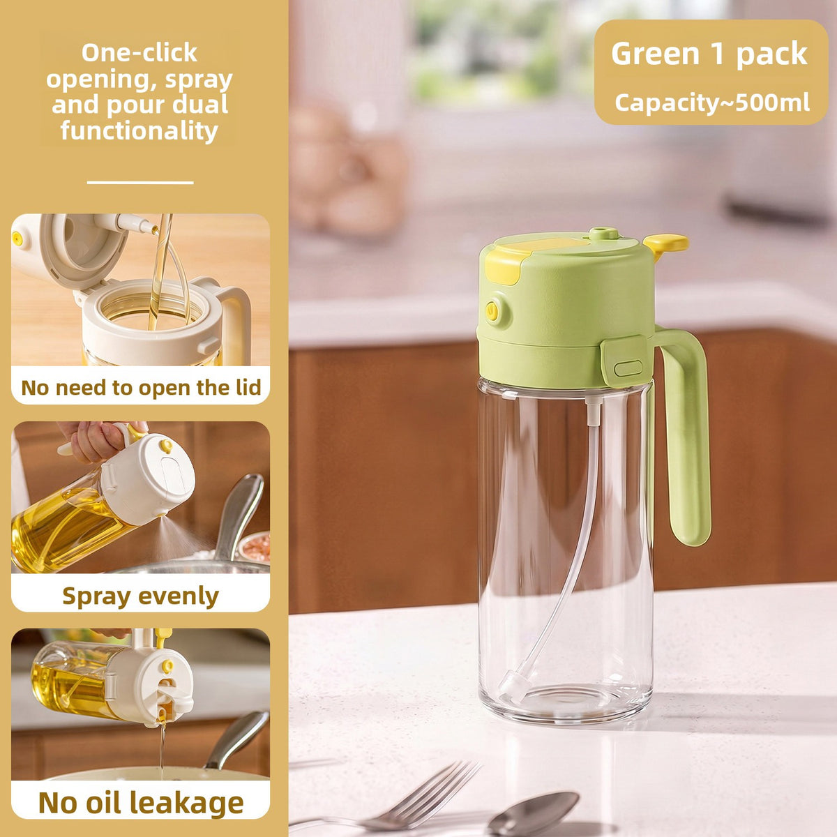 Dual-Use Glass Oil Spray Bottle