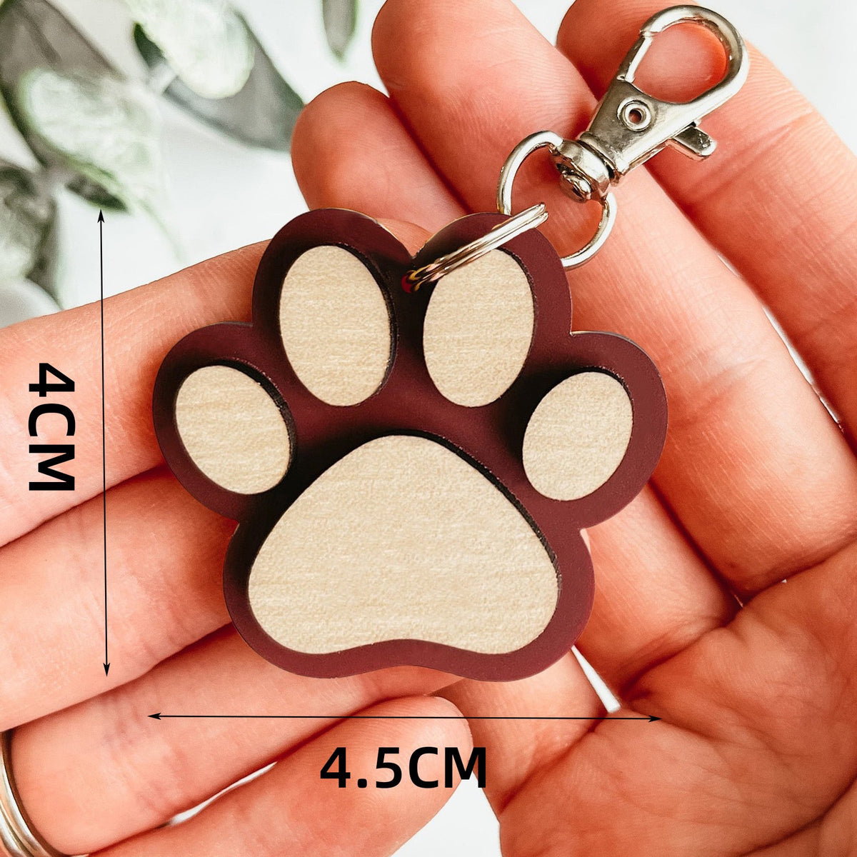 Mini Bear Paw Wooden Keychain