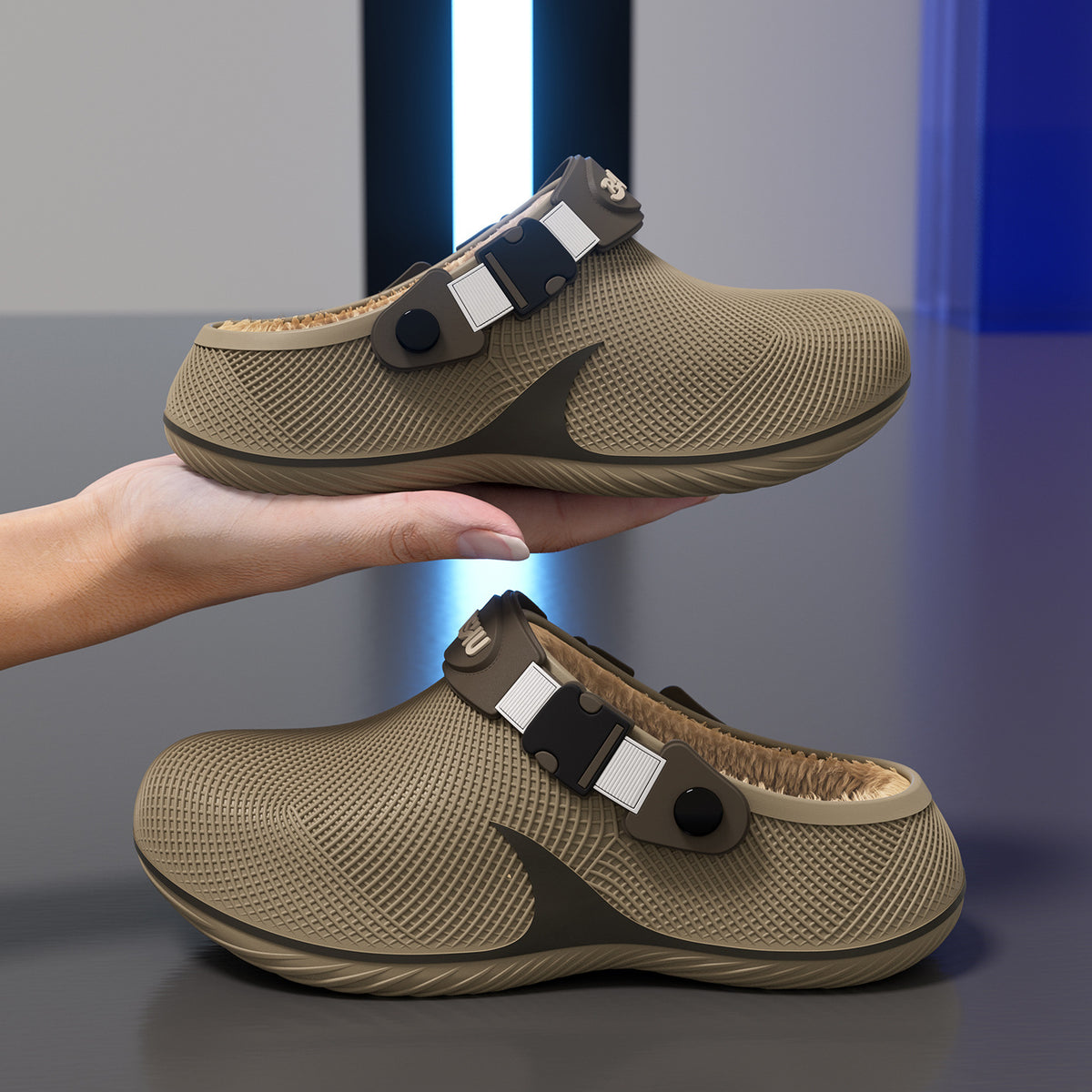 Men Winter Waterproof Fleece Slippers