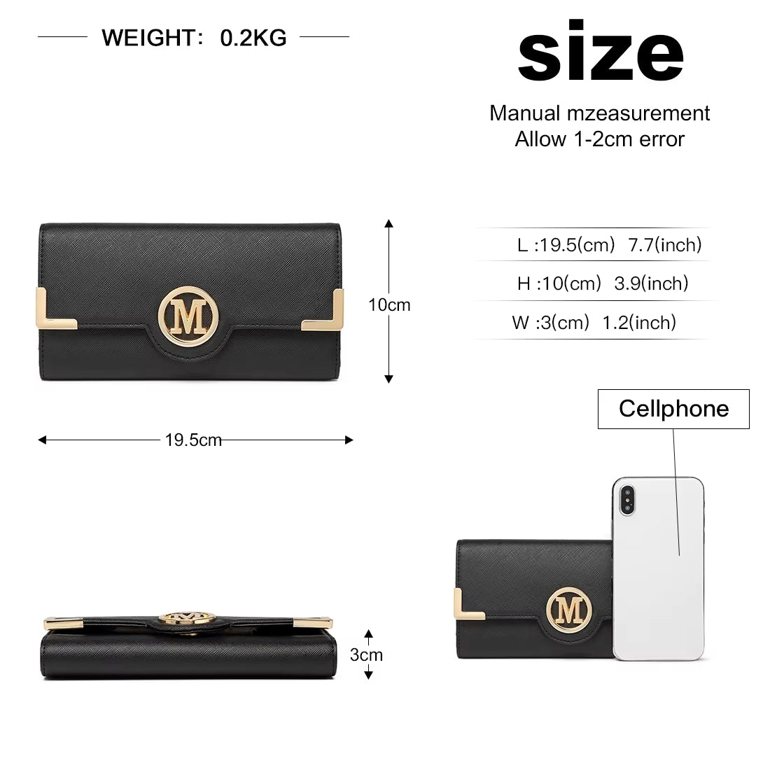 Miss Lulu Women's PU Leather Long Wallet with Card Slots