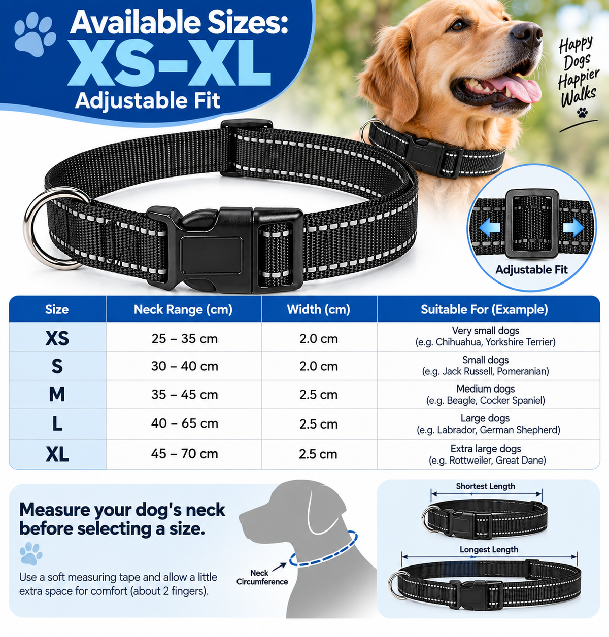 Reflective Adjustable Dog Collar