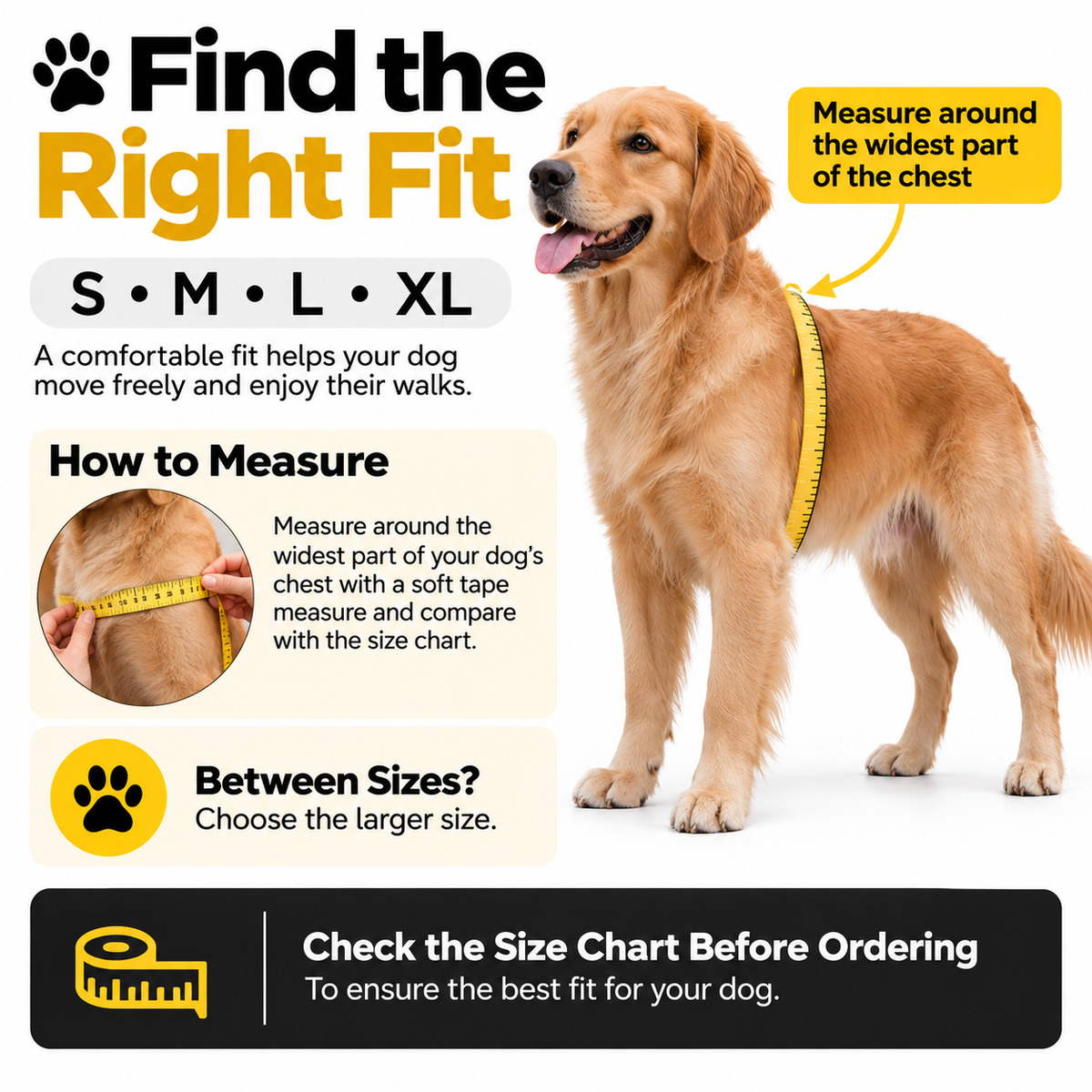 Padded Reflective Dog Harness in Sizes S-XL