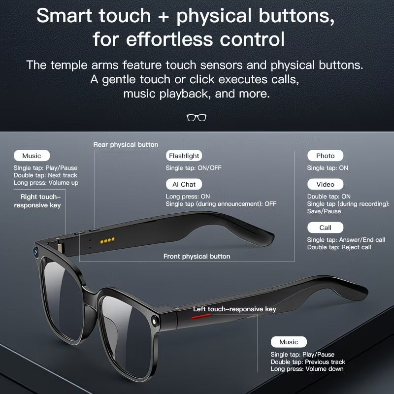 AI Smart Glasses with 800W Camera, Translation & Voice Assistant