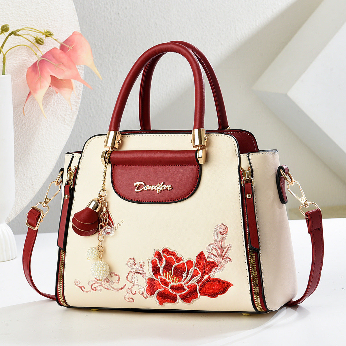 Women's Floral Embroidered Handbag
