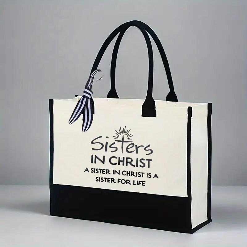 Initial Flower Tote Bag