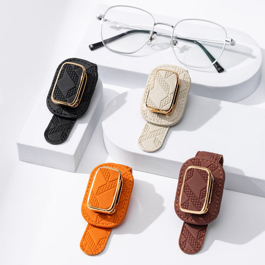 Leather Glasses Visor Clip