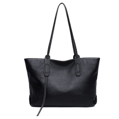 Genuine Leather Tote Bag with Shoulder Strap