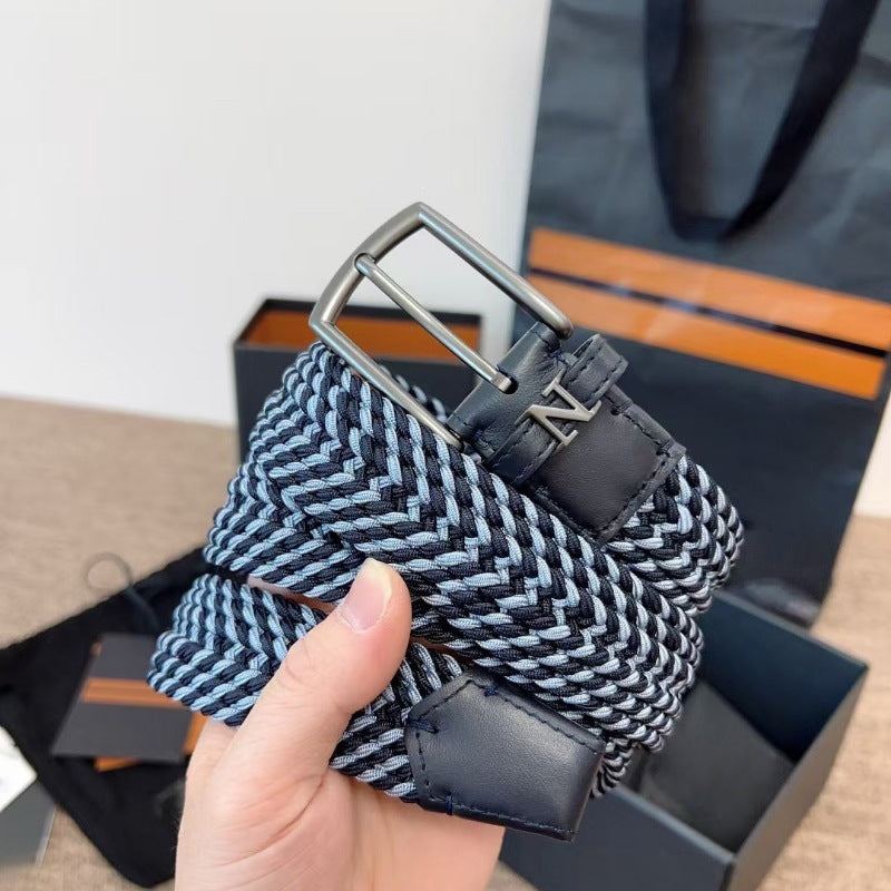 Woven Elastic Leather Belt
