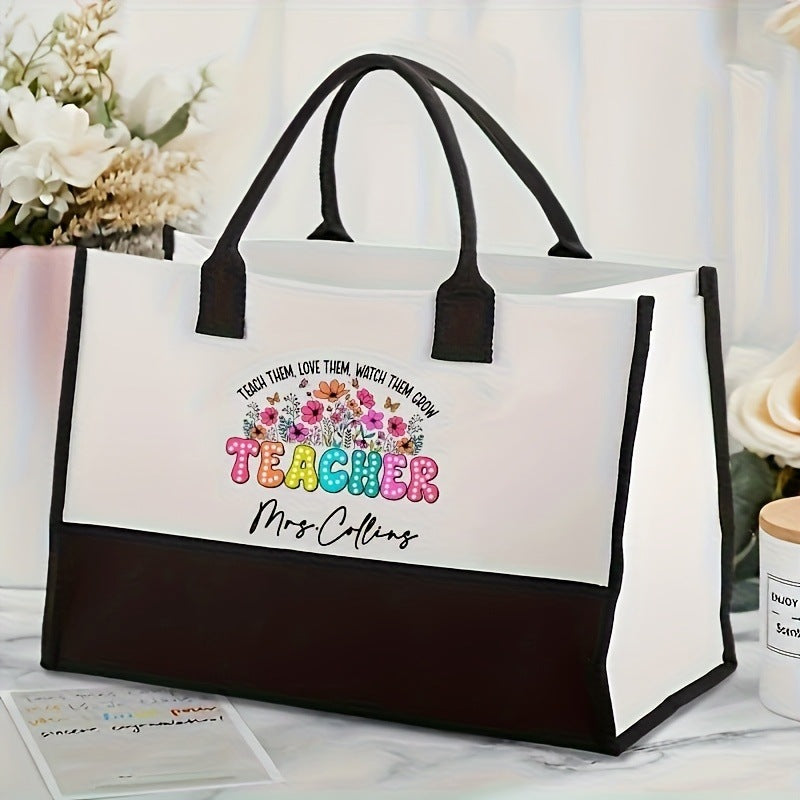 Initial Flower Tote Bag