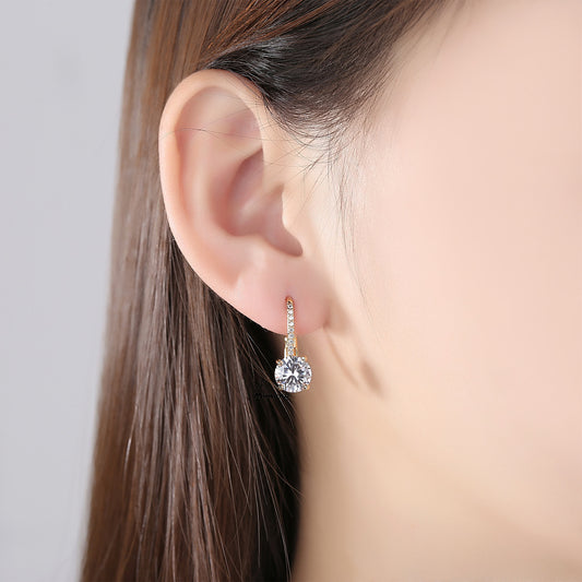 Elegant Gold Zircon Earrings