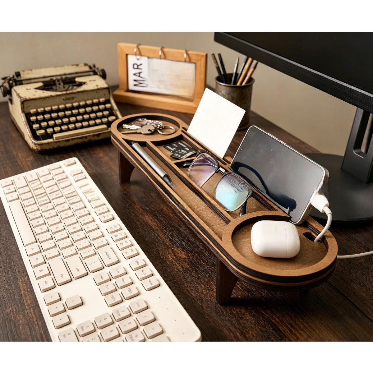 Wooden Desktop Storage Organizer