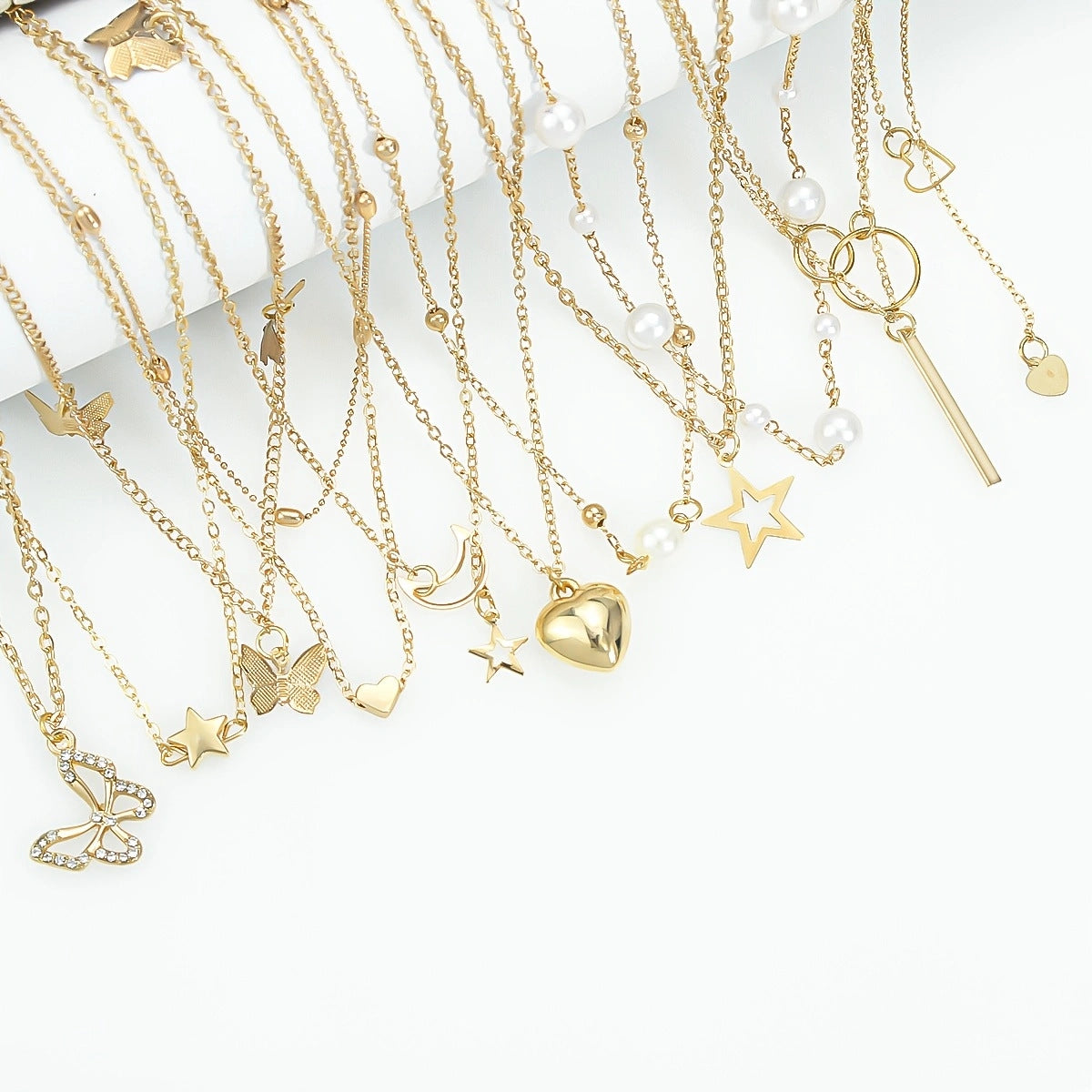 Golden Layered Necklace Set