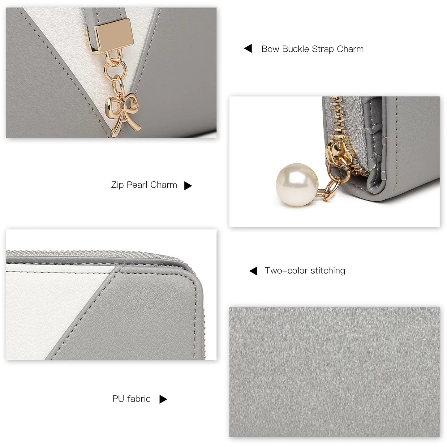 Miss Lulu Women’s Tri-Color PU Leather Long Wallet Clutch