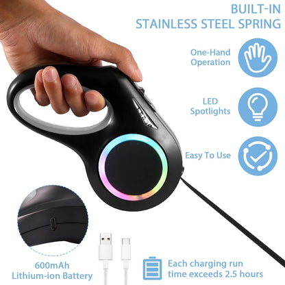 LED Retractable Dog Leash