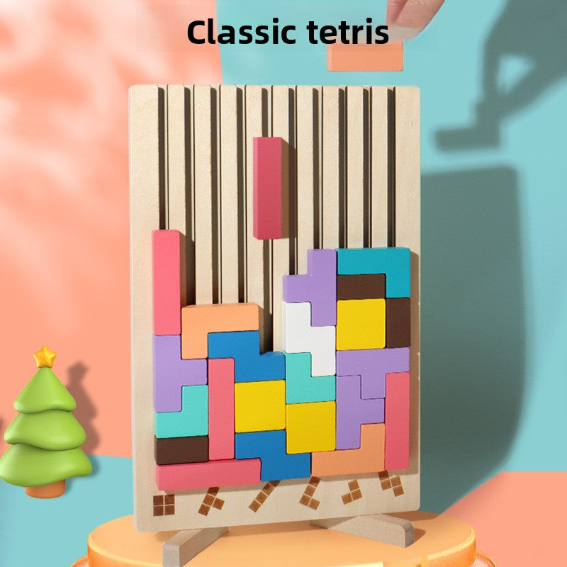 Wooden Tetris Building Blocks