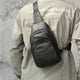 Men Genuine Leather Chest Bag Shoulder Messenger Bag