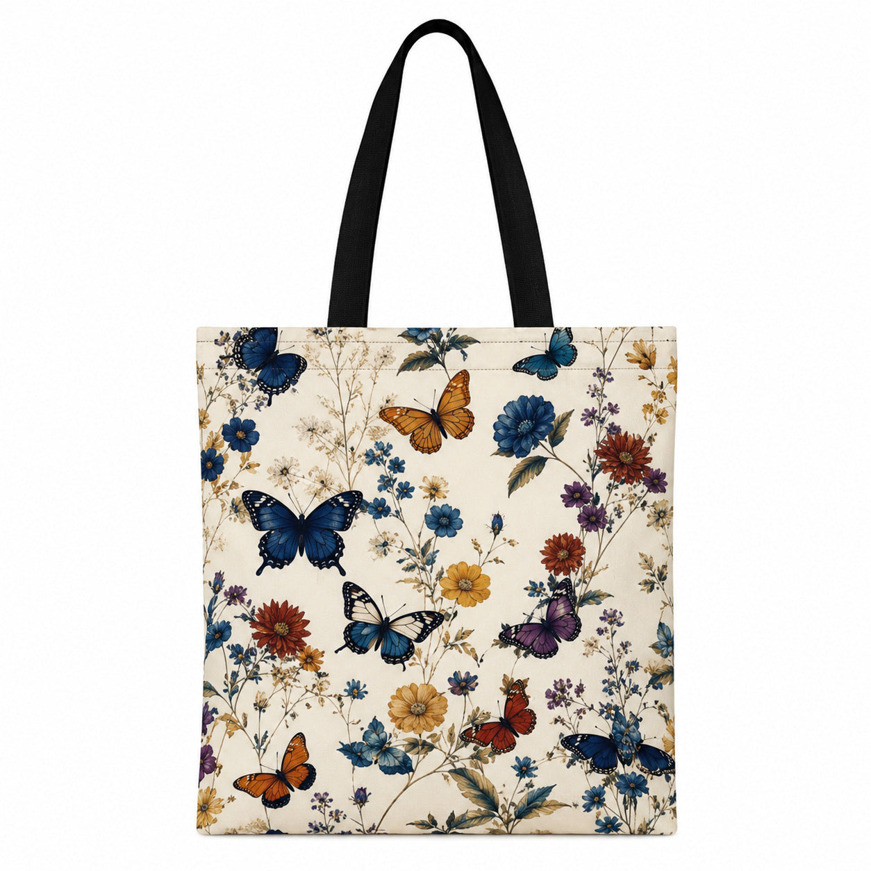 Black Butterfly Print Tote Bag
