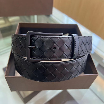 Woven Leather Belt with Pin Buckle