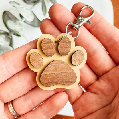 Mini Bear Paw Wooden Keychain