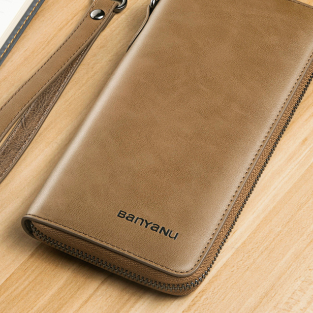 Men's Retro Cowhide Zipper Wallet