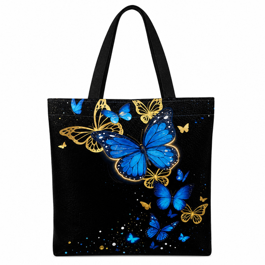 Black Butterfly Print Tote Bag