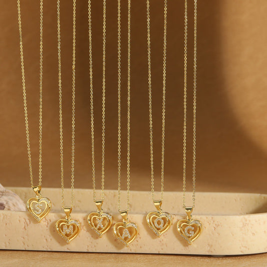 Heart Initial Necklace Gift