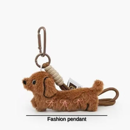 Cartoon Dachshund Plush Brooch Hair Clip Accessory