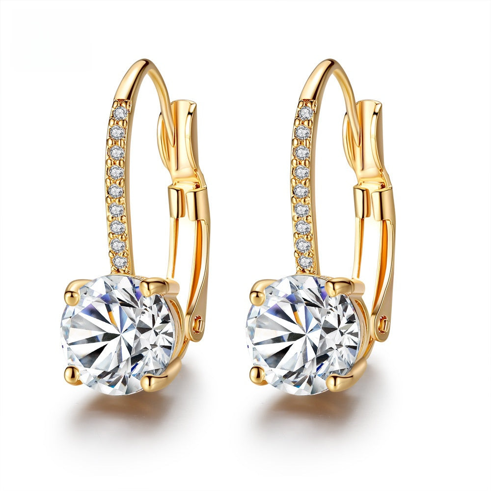 Elegant Gold Zircon Earrings