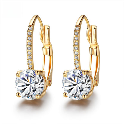 Elegant Gold Zircon Earrings