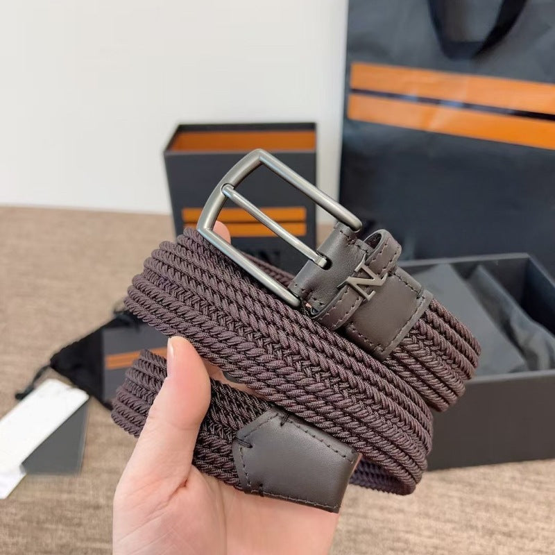 Woven Elastic Leather Belt
