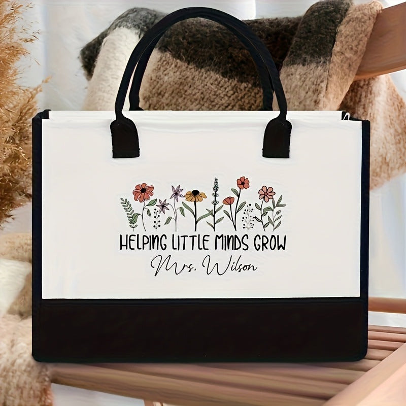 Initial Flower Tote Bag