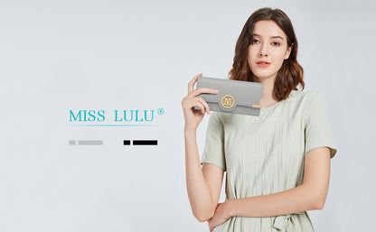 Miss Lulu Women's PU Leather Long Wallet with Card Slots