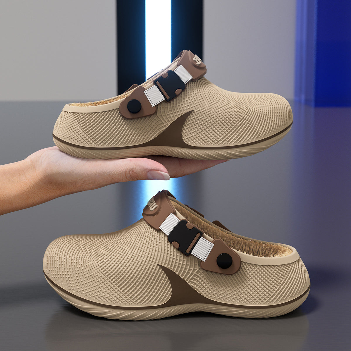 Men Winter Waterproof Fleece Slippers