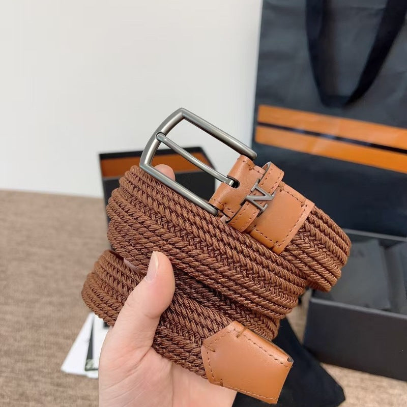 Woven Elastic Leather Belt