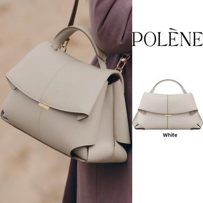 Polene Smile Pleated Genuine Leather Crossbody Bag
