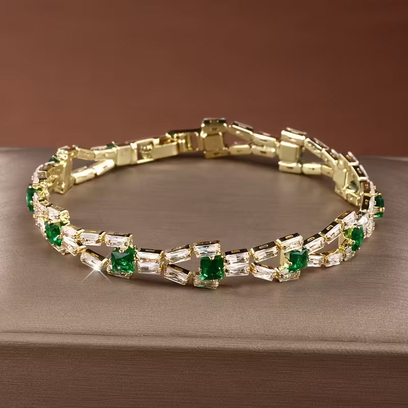 Geometric Zircon Tennis Bracelet