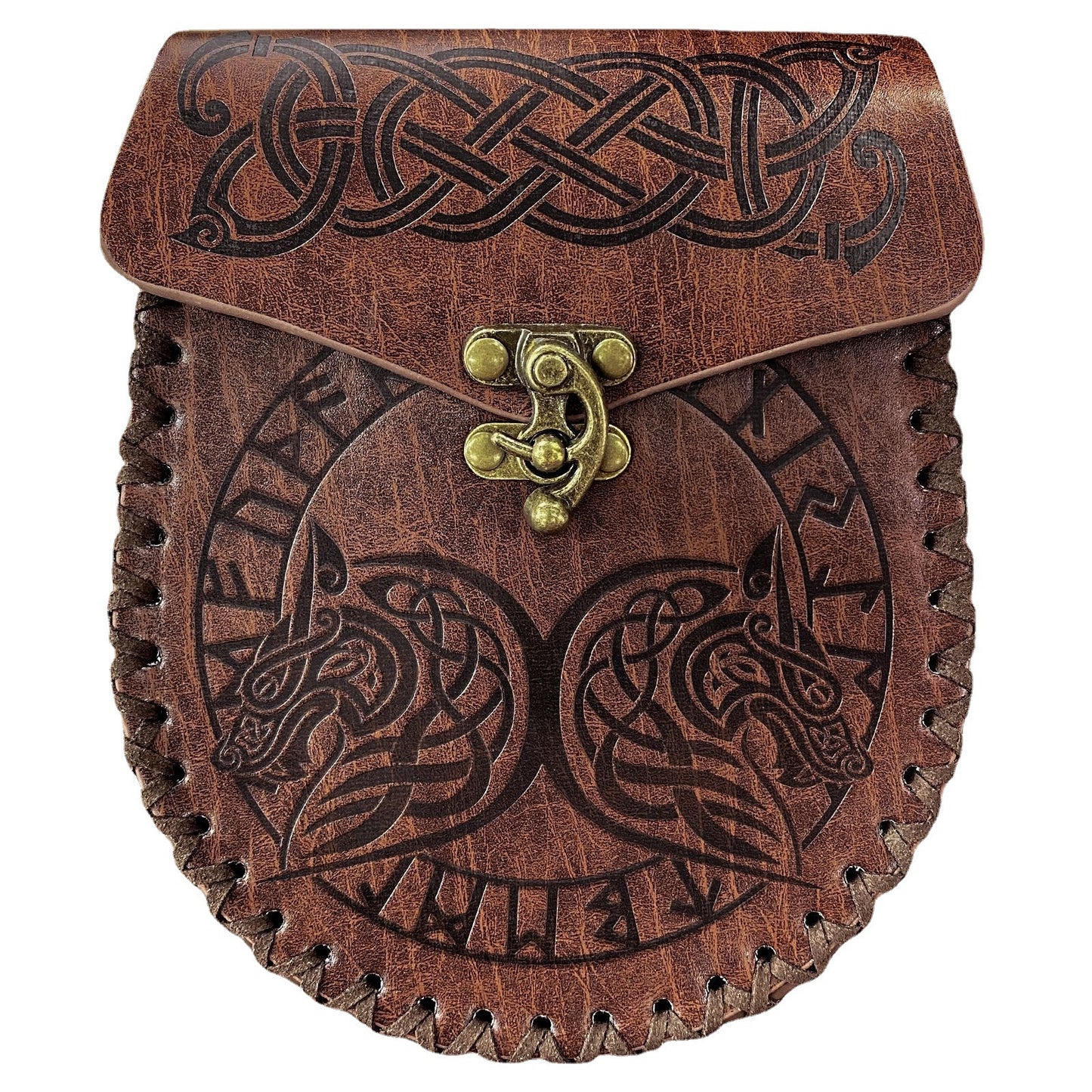 Medieval Viking Style Leather Waist Bag with Coin Compartment