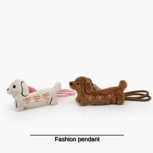 Cartoon Dachshund Plush Brooch Hair Clip Accessory