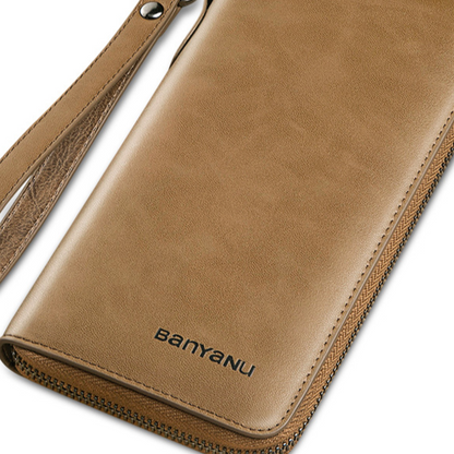 Men's Retro Cowhide Zipper Wallet