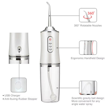 Portable Smart Electric Oral Irrigator Water Flosser Rechargeable Dental Water Jet Teeth Cleaner 3 Cleaning Modes Oral Care Device