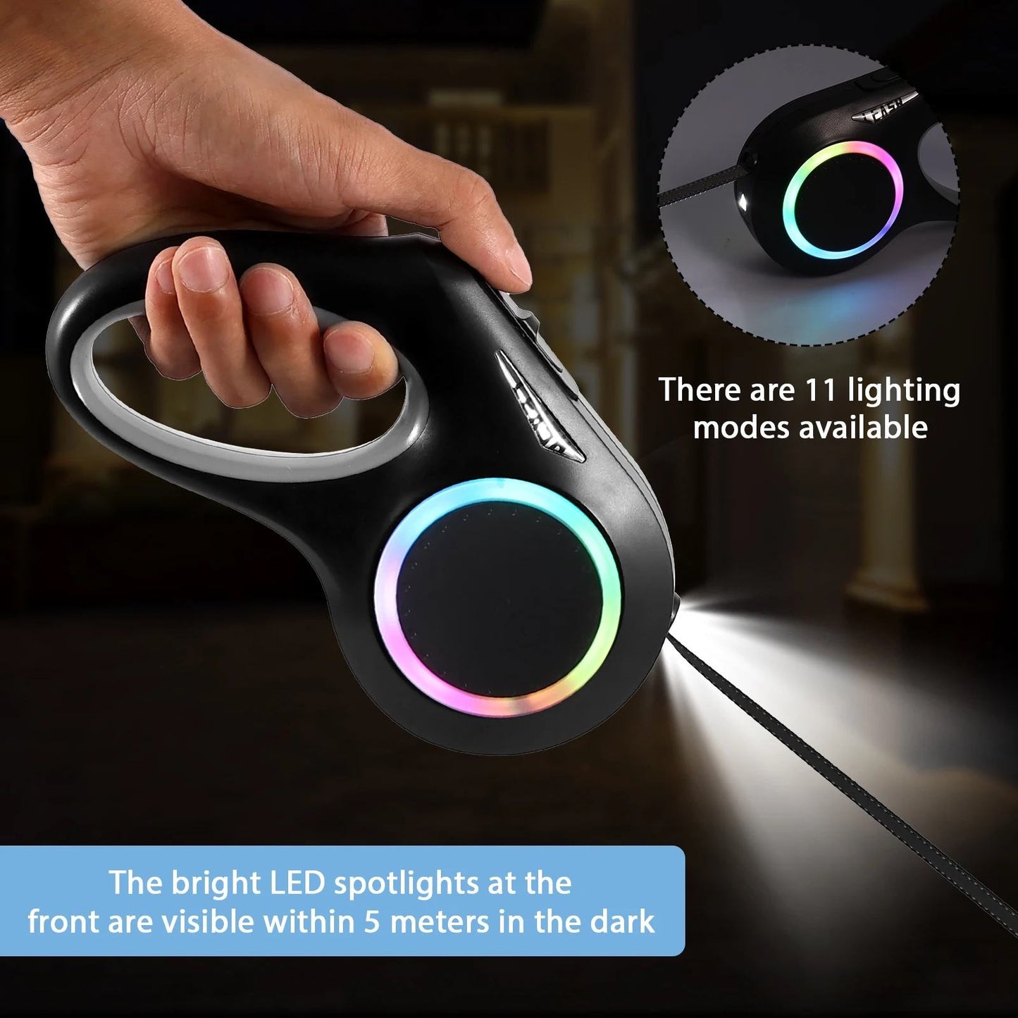 LED Retractable Dog Leash
