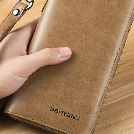 Men's Retro Cowhide Zipper Wallet