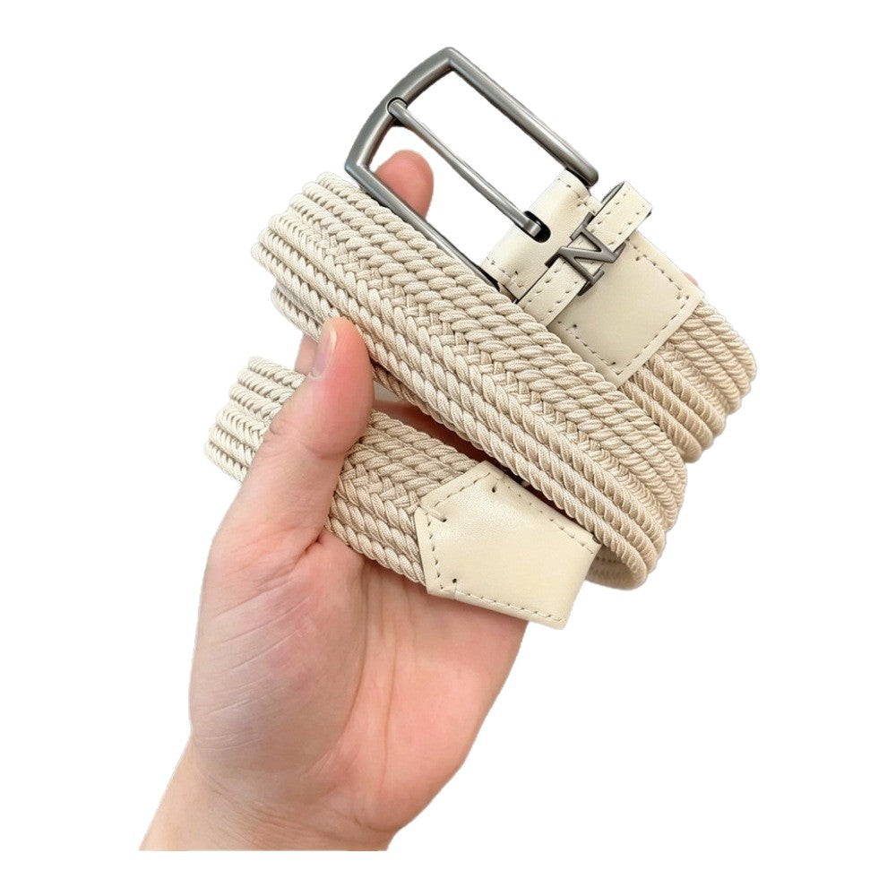 Woven Elastic Leather Belt