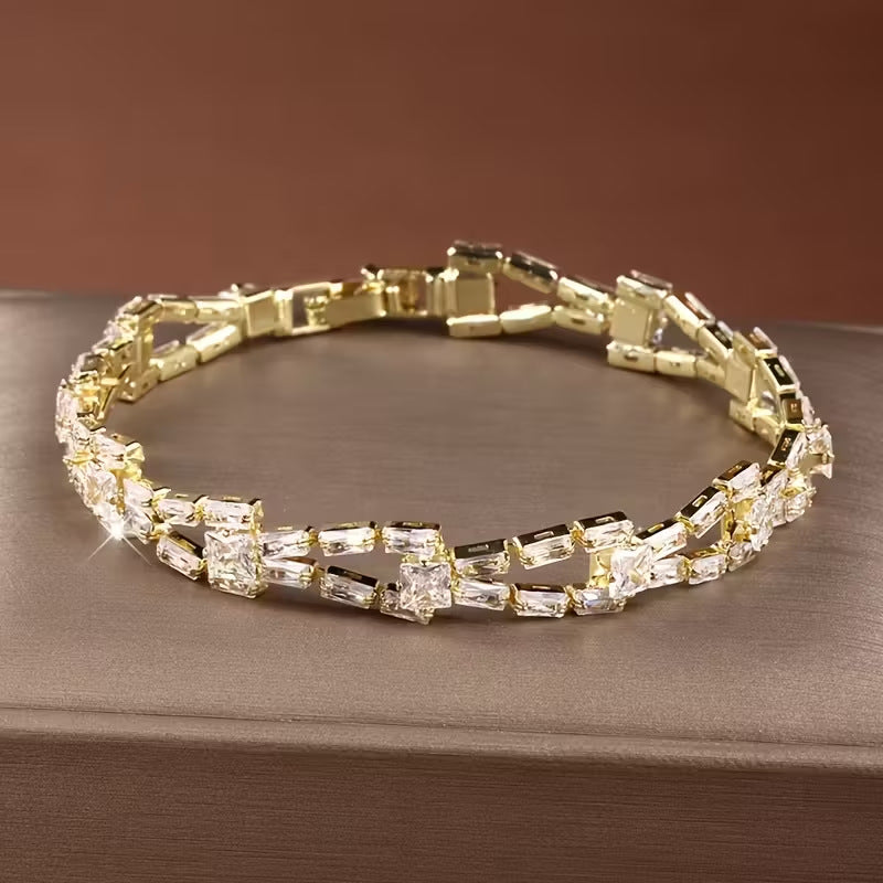 Geometric Zircon Tennis Bracelet