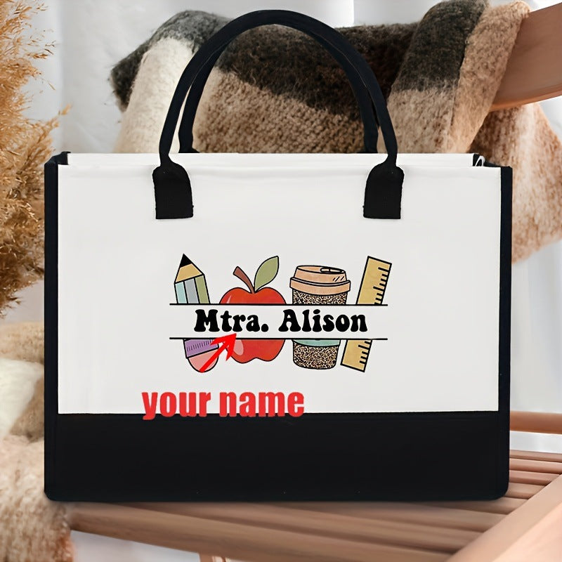 Initial Flower Tote Bag