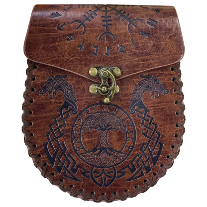 Medieval Viking Style Leather Waist Bag with Coin Compartment