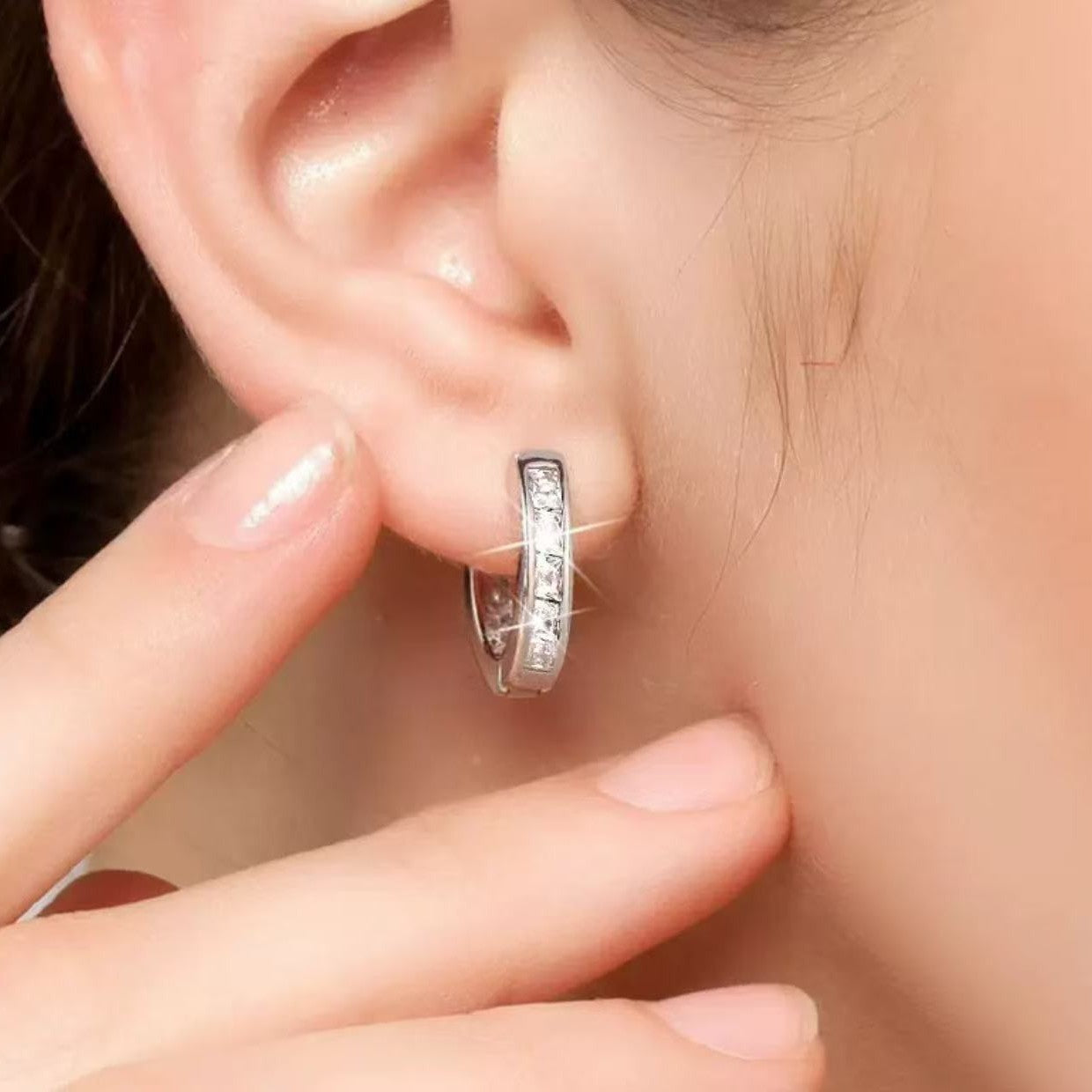 Stylish Zircon Hoop Earrings