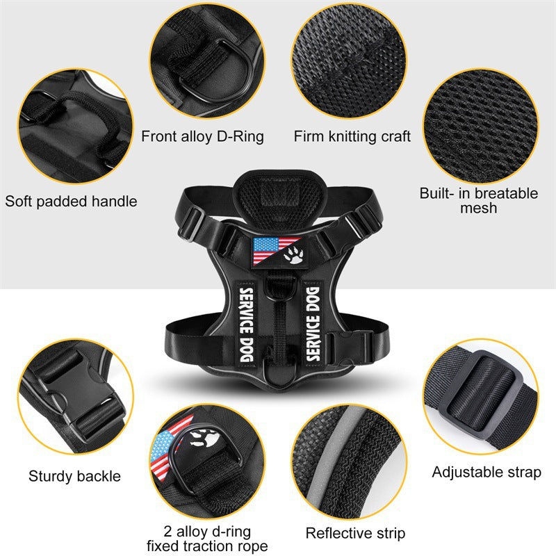 Tactical Reflective Dog Harness Set