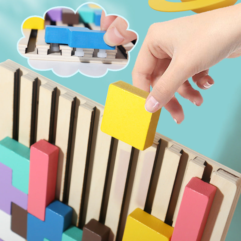 Wooden Tetris Building Blocks