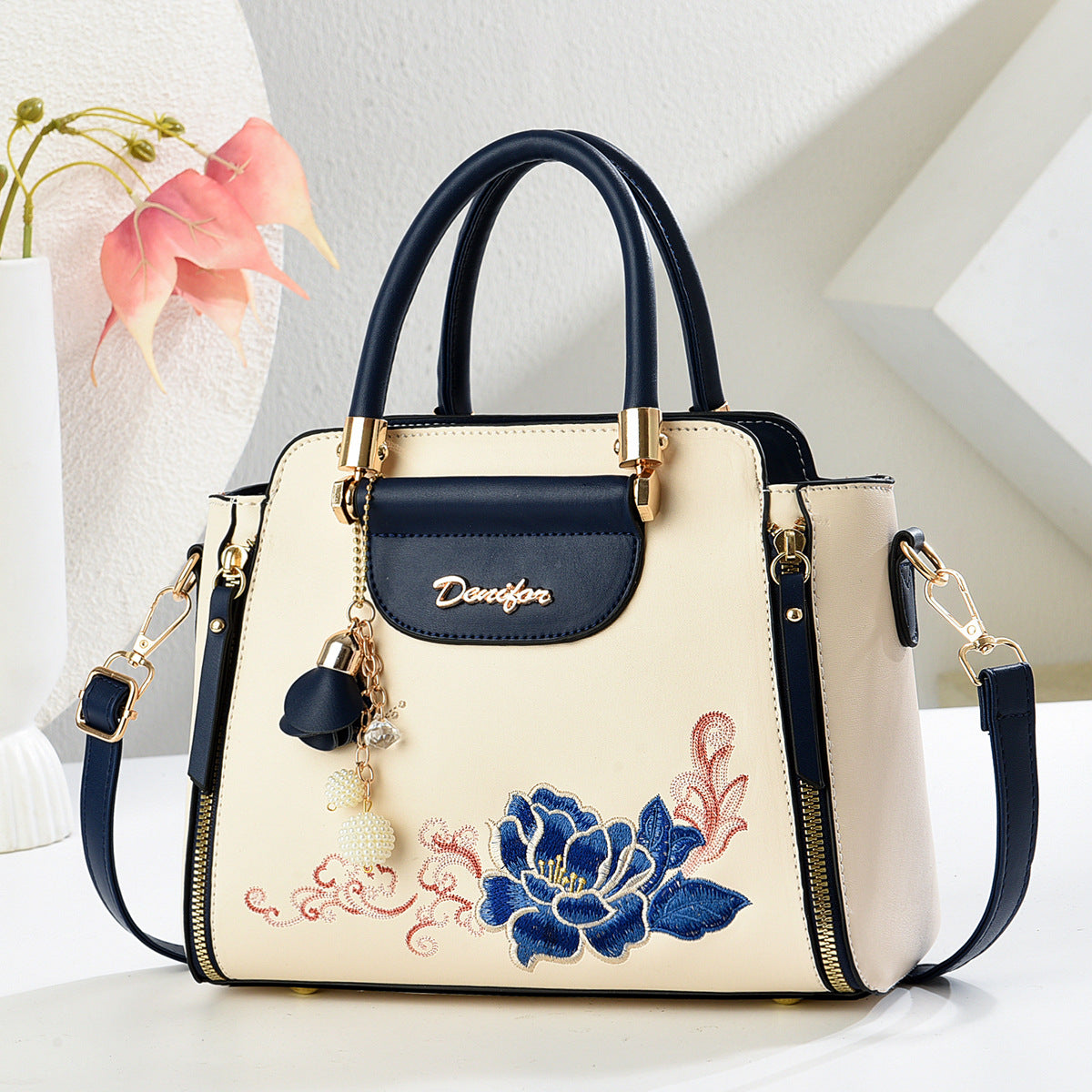 Women's Floral Embroidered Handbag